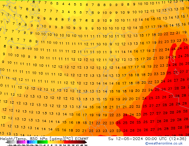 Z500/Rain (+SLP)/Z850 ECMWF dom 12.05.2024 00 UTC