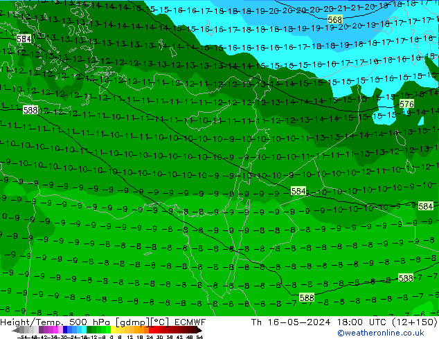 Z500/Yağmur (+YB)/Z850 ECMWF Per 16.05.2024 18 UTC