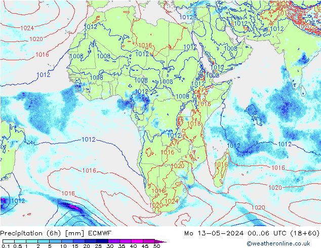 Z500/Rain (+SLP)/Z850 ECMWF Seg 13.05.2024 06 UTC