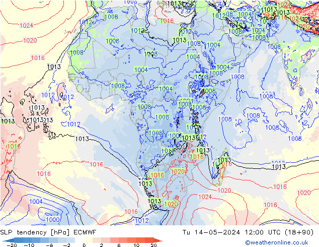 Tendenza di Pressione ECMWF mar 14.05.2024 12 UTC