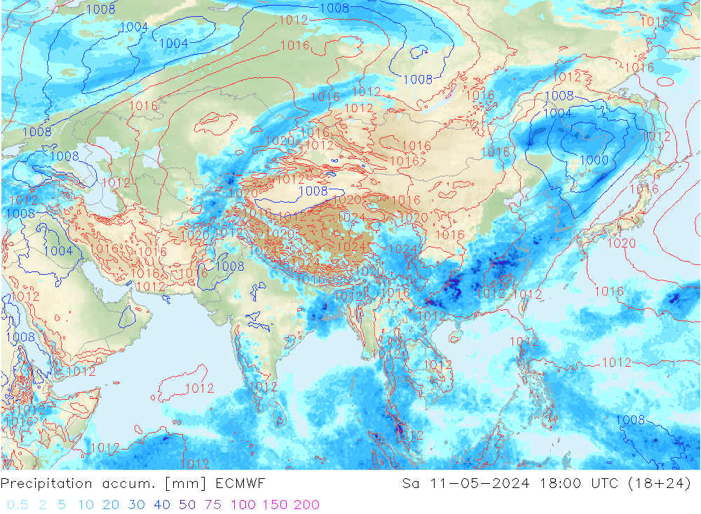 Toplam Yağış ECMWF Cts 11.05.2024 18 UTC