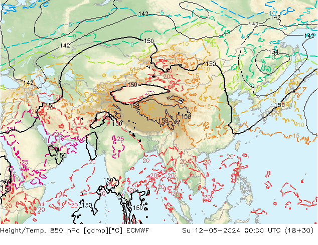 Z500/Rain (+SLP)/Z850 ECMWF dim 12.05.2024 00 UTC