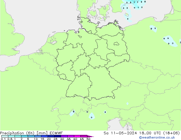 Precipitación (6h) ECMWF sáb 11.05.2024 00 UTC