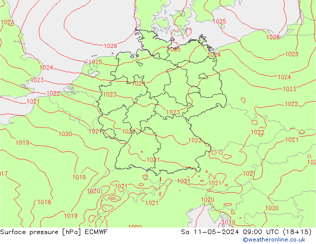 pression de l'air ECMWF sam 11.05.2024 09 UTC