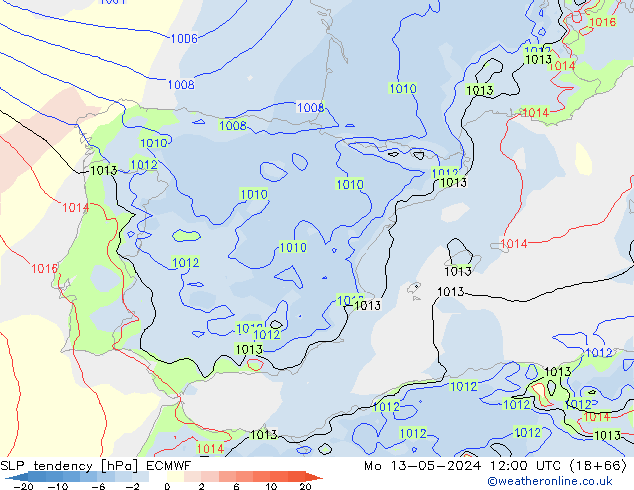 тенденция давления ECMWF пн 13.05.2024 12 UTC