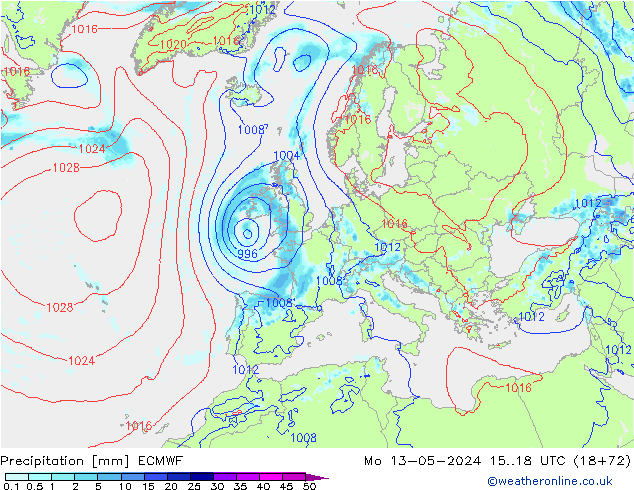 Niederschlag ECMWF Mo 13.05.2024 18 UTC