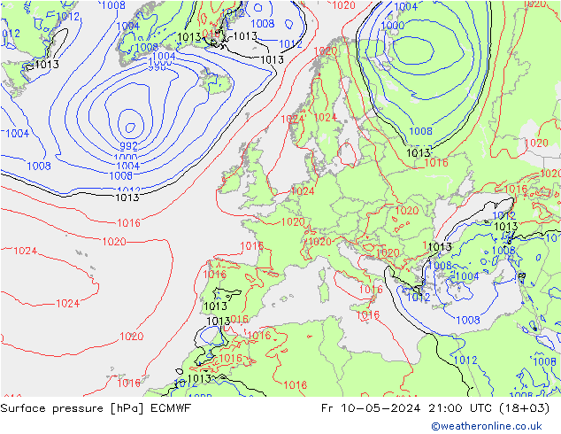 Surface pressure ECMWF Fr 10.05.2024 21 UTC
