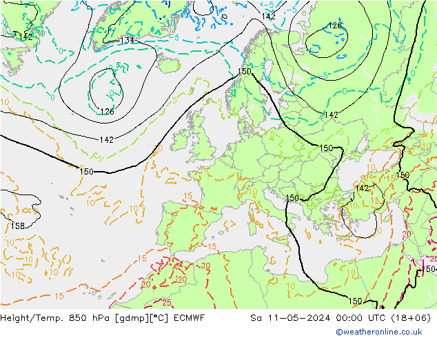 Z500/Rain (+SLP)/Z850 ECMWF 星期六 11.05.2024 00 UTC