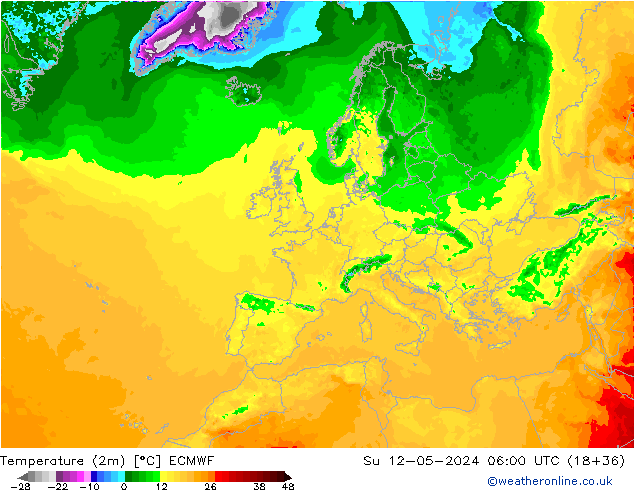 température (2m) ECMWF dim 12.05.2024 06 UTC
