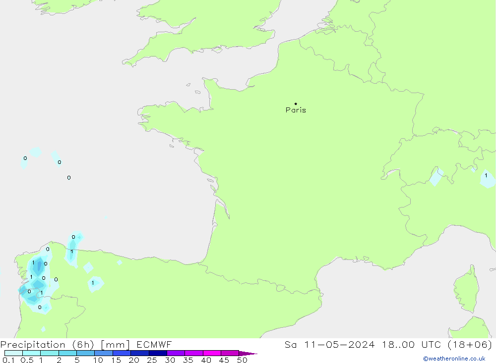 Z500/Rain (+SLP)/Z850 ECMWF сб 11.05.2024 00 UTC