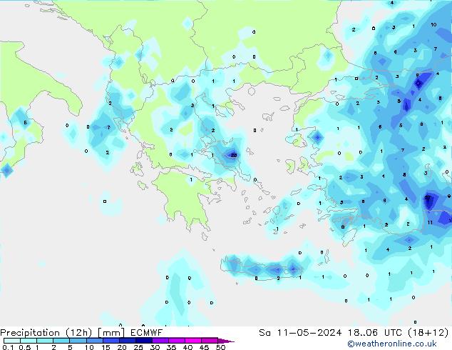 Precipitação (12h) ECMWF Sáb 11.05.2024 06 UTC