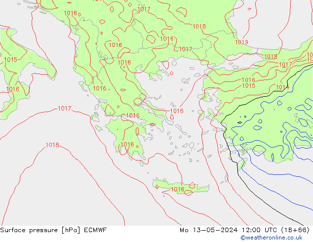 Surface pressure ECMWF Mo 13.05.2024 12 UTC