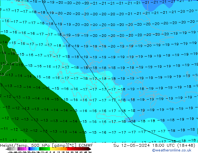 Yükseklik/Sıc. 500 hPa ECMWF Paz 12.05.2024 18 UTC