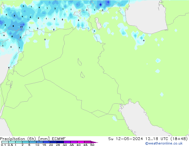 Precipitação (6h) ECMWF Dom 12.05.2024 18 UTC