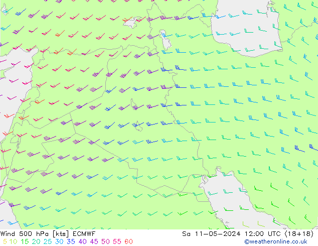 ветер 500 гПа ECMWF сб 11.05.2024 12 UTC