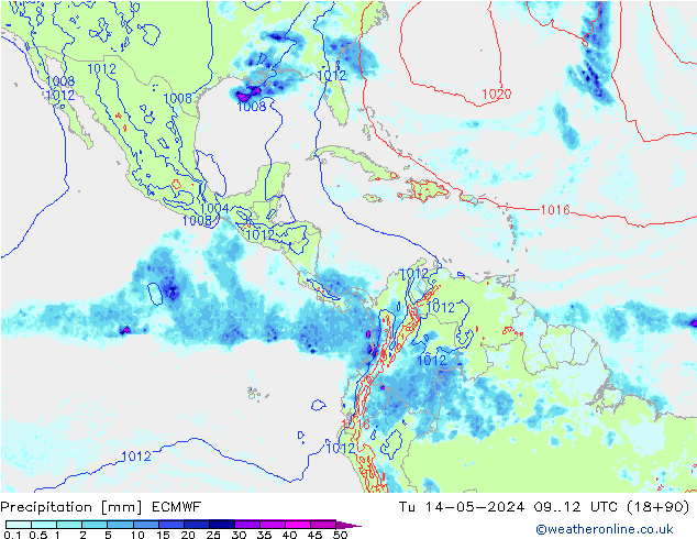 Precipitación ECMWF mar 14.05.2024 12 UTC