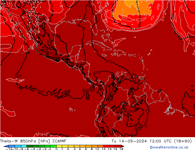 Theta-W 850hPa ECMWF  14.05.2024 12 UTC