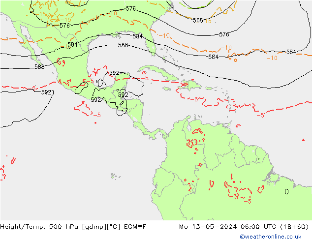Z500/Rain (+SLP)/Z850 ECMWF lun 13.05.2024 06 UTC