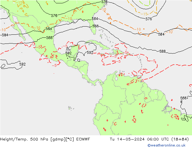 Height/Temp. 500 hPa ECMWF Di 14.05.2024 06 UTC