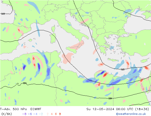 T-Adv. 500 hPa ECMWF  12.05.2024 06 UTC