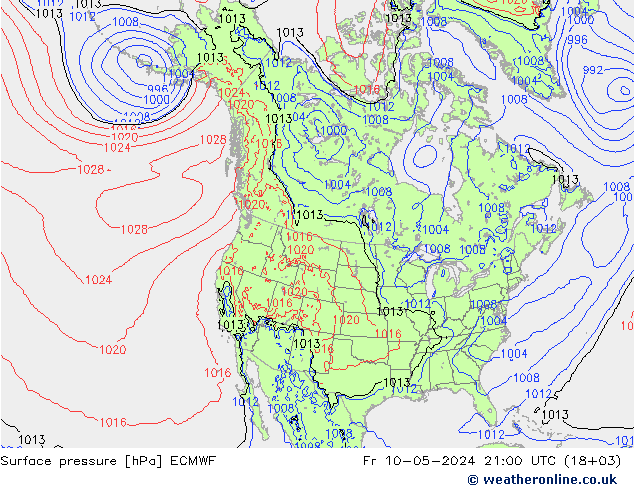 Bodendruck ECMWF Fr 10.05.2024 21 UTC