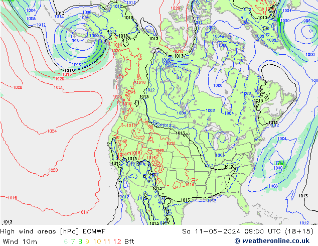 High wind areas ECMWF Sa 11.05.2024 09 UTC