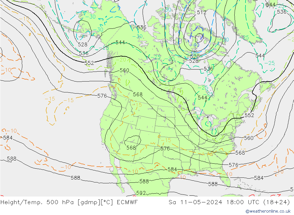 Z500/Yağmur (+YB)/Z850 ECMWF Cts 11.05.2024 18 UTC