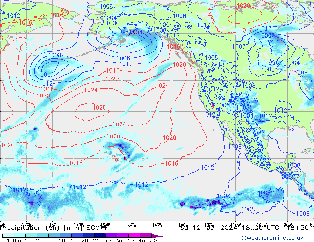 Z500/Yağmur (+YB)/Z850 ECMWF Paz 12.05.2024 00 UTC