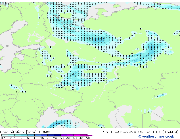 Precipitazione ECMWF sab 11.05.2024 03 UTC