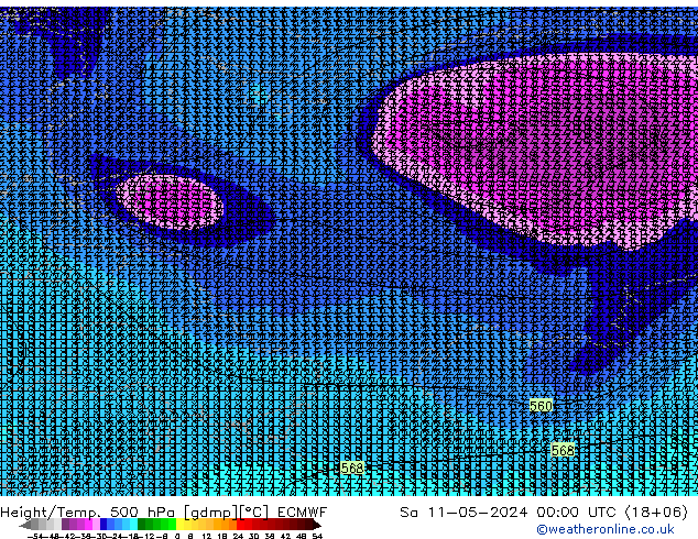Z500/Rain (+SLP)/Z850 ECMWF sab 11.05.2024 00 UTC