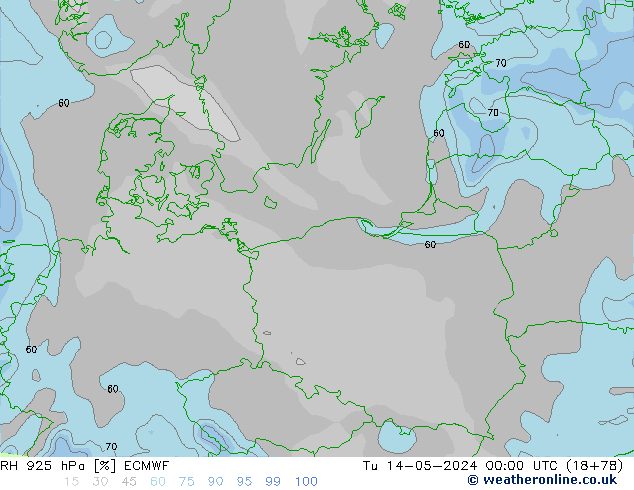 RH 925 hPa ECMWF Ter 14.05.2024 00 UTC