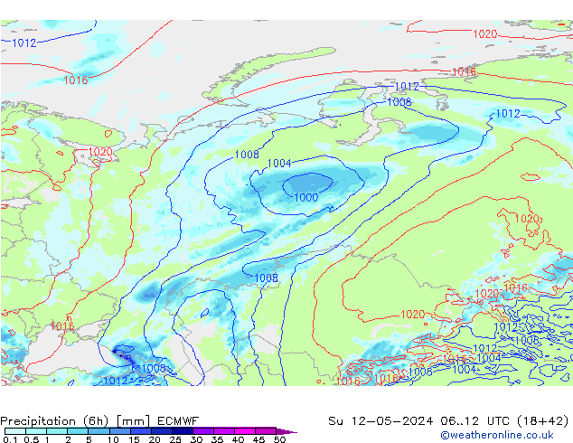 Z500/Rain (+SLP)/Z850 ECMWF  12.05.2024 12 UTC