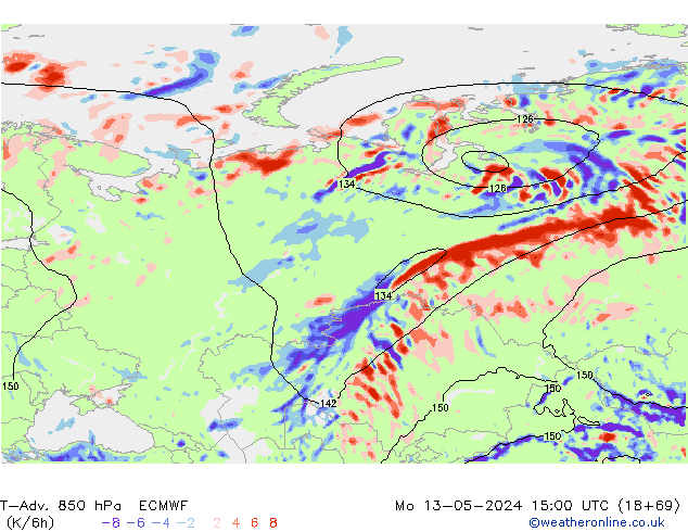 T-Adv. 850 hPa ECMWF  13.05.2024 15 UTC