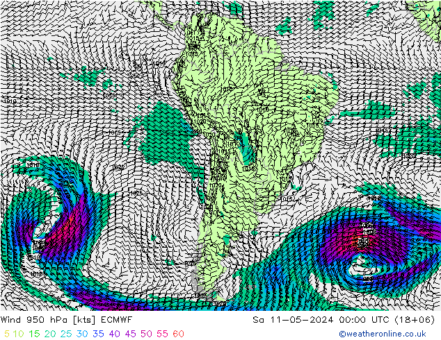 Wind 950 hPa ECMWF Sa 11.05.2024 00 UTC