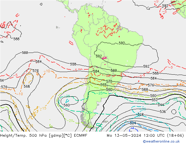 Z500/Rain (+SLP)/Z850 ECMWF lun 13.05.2024 12 UTC