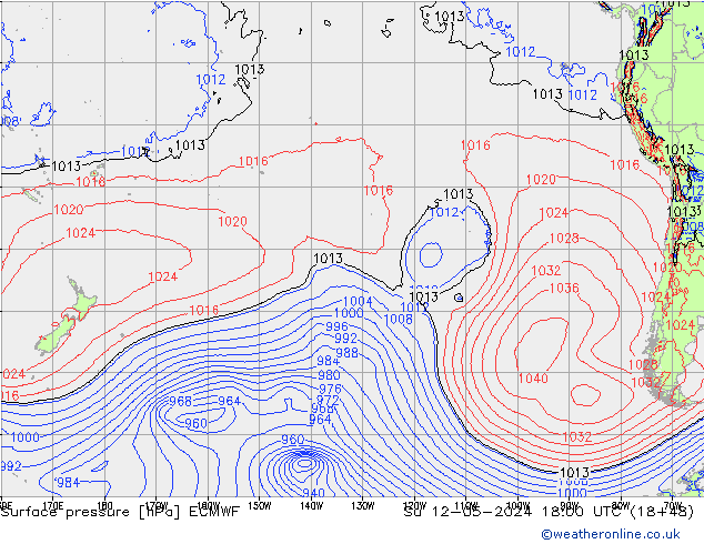 Pressione al suolo ECMWF dom 12.05.2024 18 UTC