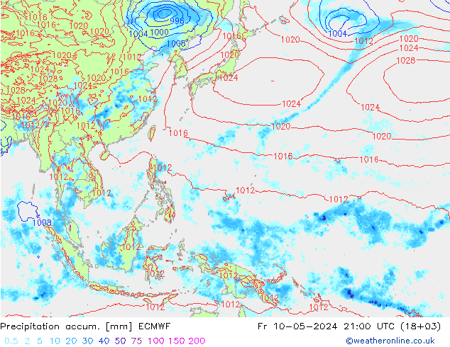 Toplam Yağış ECMWF Cu 10.05.2024 21 UTC