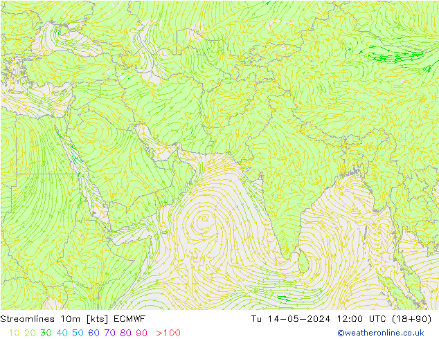 风 10m ECMWF 星期二 14.05.2024 12 UTC