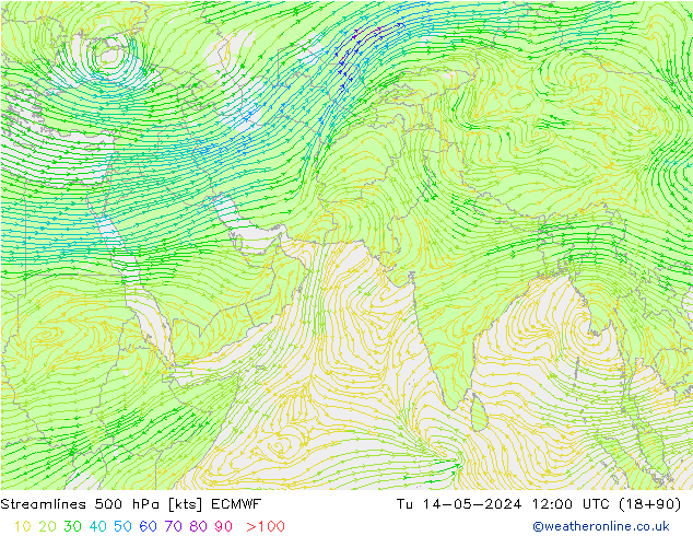 风 500 hPa ECMWF 星期二 14.05.2024 12 UTC