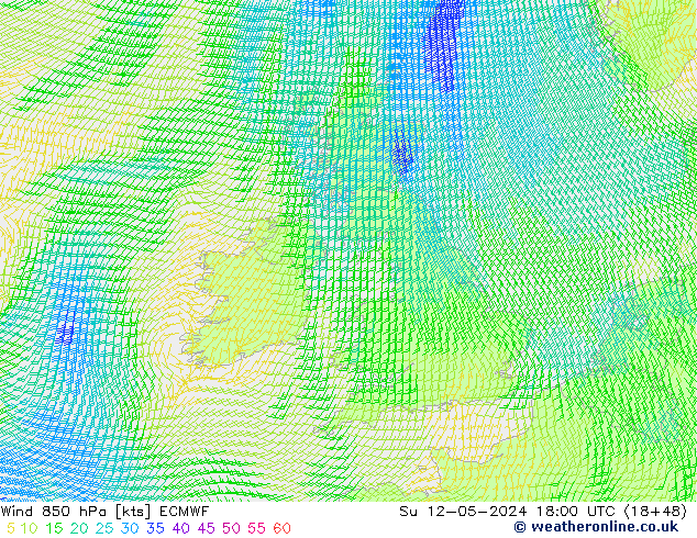Wind 850 hPa ECMWF zo 12.05.2024 18 UTC