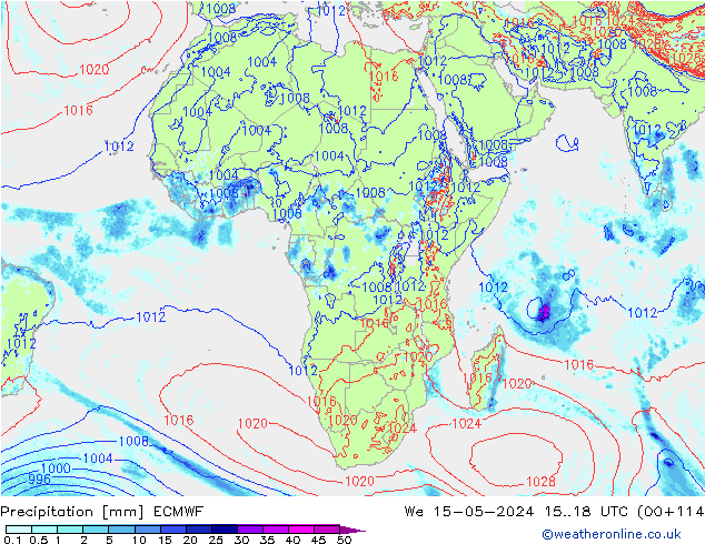 Precipitation ECMWF We 15.05.2024 18 UTC