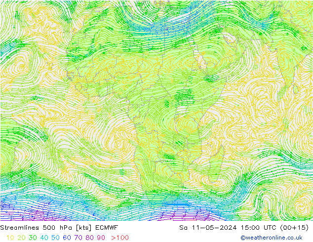 Streamlines 500 hPa ECMWF Sa 11.05.2024 15 UTC