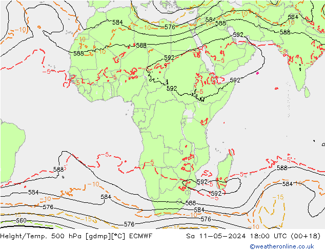 Z500/Rain (+SLP)/Z850 ECMWF sáb 11.05.2024 18 UTC