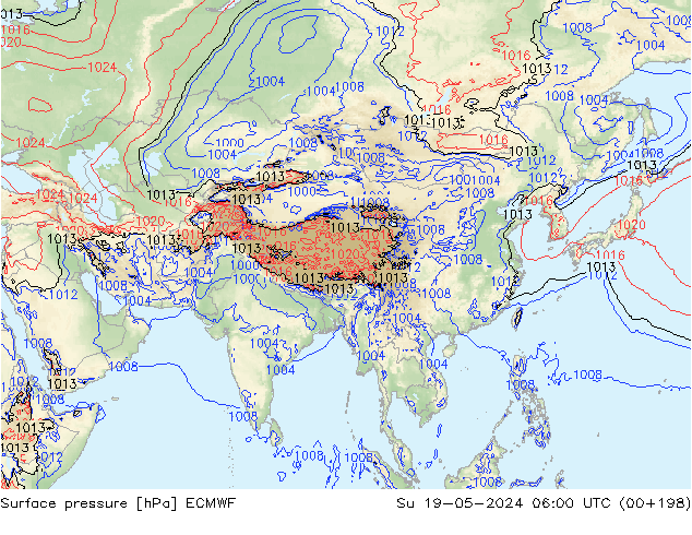 приземное давление ECMWF Вс 19.05.2024 06 UTC
