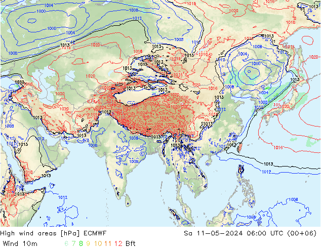 High wind areas ECMWF So 11.05.2024 06 UTC