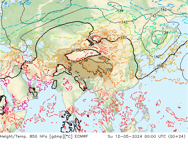 Z500/Rain (+SLP)/Z850 ECMWF nie. 12.05.2024 00 UTC