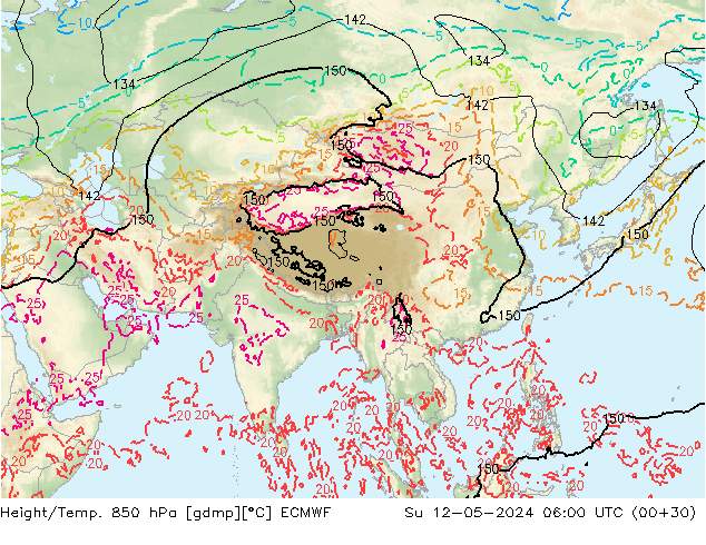 Z500/Rain (+SLP)/Z850 ECMWF Dom 12.05.2024 06 UTC
