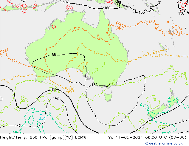 Yükseklik/Sıc. 850 hPa ECMWF Cts 11.05.2024 06 UTC
