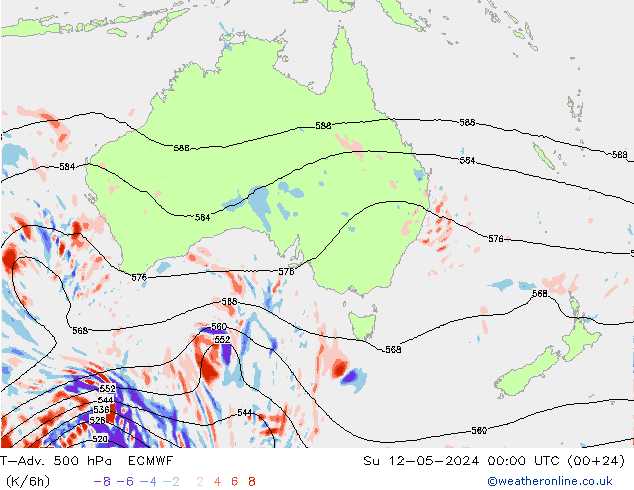 T-Adv. 500 гПа ECMWF Вс 12.05.2024 00 UTC