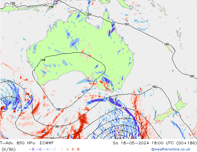 T-Adv. 850 hPa ECMWF za 18.05.2024 18 UTC